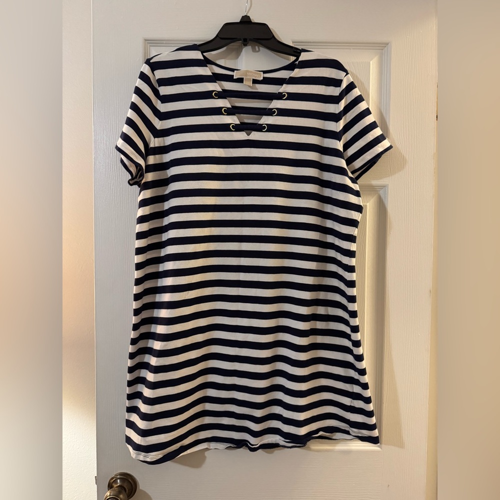 Michael Kors Navy and White Striped Dress